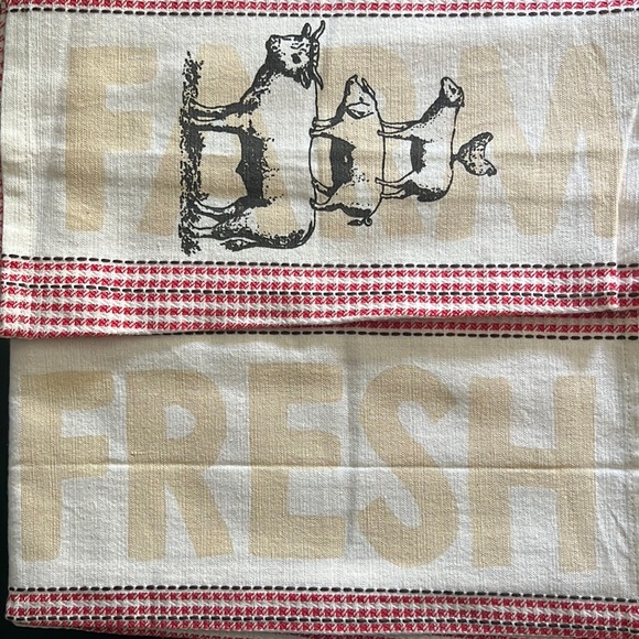 Farm Fresh collection: X-L cotton dish towels silhouetted rooster/pig/cow-NWT - Picture 7 of 16